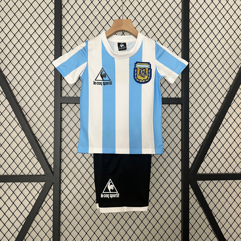 CAMISETA ARGENTINA I 1986 CONJUNTO INFANTIL (RETRO)